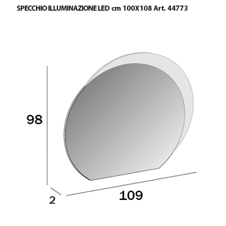 Mobile bagno sospeso Vague bianco, cm 104, specchio a led, lavabo e colonna