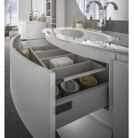 Mobile bagno sospeso Vague bianco, cm 104, specchio a led, lavabo e colonna