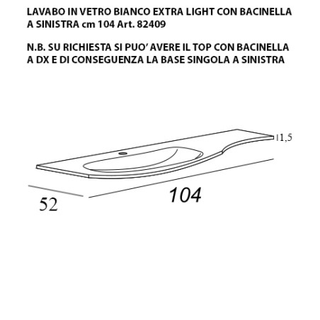Mobile bagno sospeso Vague bianco, cm 104, specchio a led, lavabo e colonna