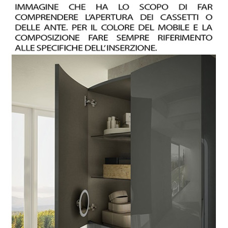 Mobile bagno sospeso Vague bianco, cm 104, specchio a led, lavabo e colonna
