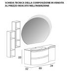 Mobile bagno Vague bianco lucido, 104cm, con lavabo, specchio a led e pensili