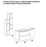 Mobile bagno sospeso Vague bianco, cm 104, lavabo in vetro e pensili