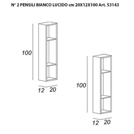Mobile bagno sospeso Vague bianco, cm 104, lavabo in vetro e pensili