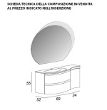 Mobile bagno sospeso Vague bianco, cm 104, lavabo in vetro e specchio a led