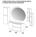 Mobile bagno Vague bianco lucido,104cm, specchio a led, lavabo,pensili e colonna