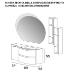 Mobile bagno Vague bianco lucido, 104cm, con lavabo, pensili e specchio a led