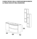 Mobile bagno sospeso Vague bianco, cm 104, con lavabo in vetro e pensili