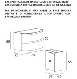 Mobile bagno sospeso Vague bianco, cm 104, solo base e lavabo in vetro