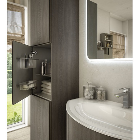 Mobile bagno sospeso Eden rovere cm90 con specchio e colonna