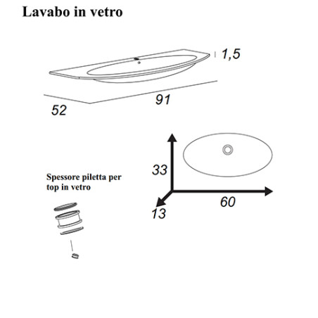 Mobile bagno sospeso Eden rovere cm90 con specchio e colonna