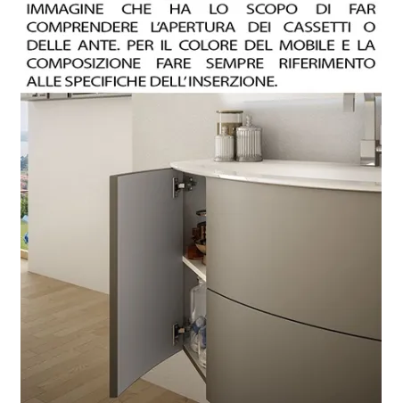 Mobile bagno sospeso Eden rovere scuro, cm 90, solo base e lavabo in vetro
