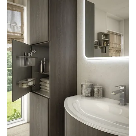 Mobile bagno sospeso Eden rovere scuro, cm 90, solo base e lavabo in vetro