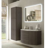 Mobile bagno sospeso Eden rovere scuro, cm 90, solo base e lavabo in vetro
