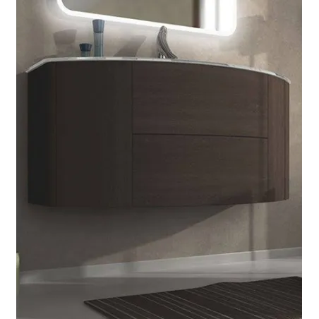 Mobile bagno sospeso Eden rovere scuro, cm 90, solo base e lavabo in vetro