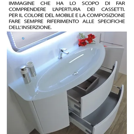 Mobile bagno sospeso Eden rovere scuro, cm 90, solo base e lavabo in vetro
