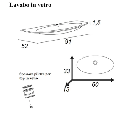 Mobile bagno sospeso Eden rovere scuro, cm 90, solo base e lavabo in vetro