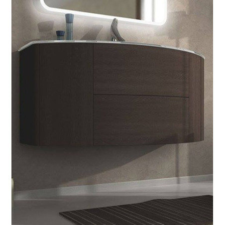 Mobile bagno sospeso Eden rovere scuro, cm 120, con lavabo e colonna a tre ante