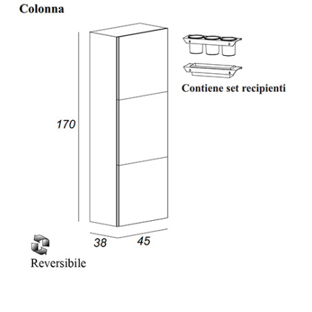 Mobile bagno sospeso Eden rovere cm90 con specchio e colonna