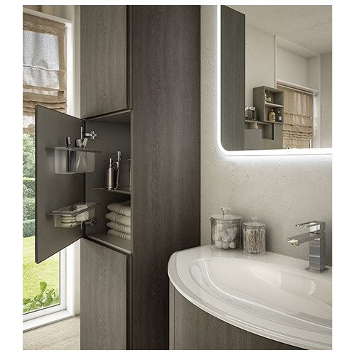 Mobile bagno sospeso Eden rovere scuro, cm 120, con lavabo e specchio led