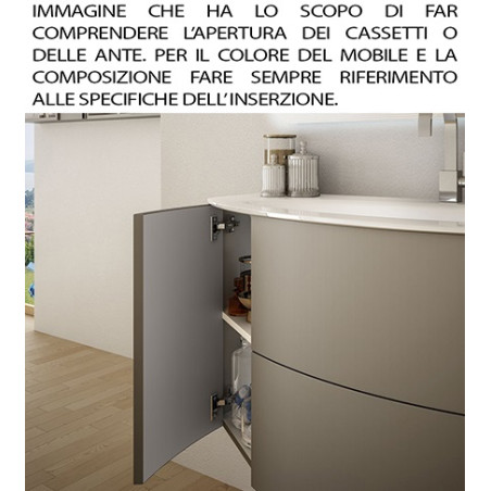 Mobile bagno sospeso Eden rovere scuro, cm 120, solo base e lavabo in vetro