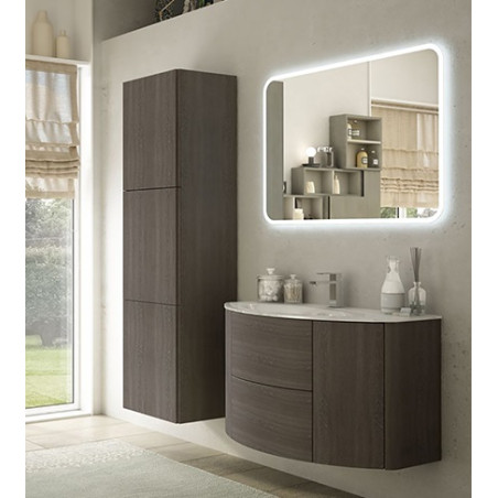 Mobile bagno sospeso Eden rovere scuro, cm 120, solo base e lavabo in vetro