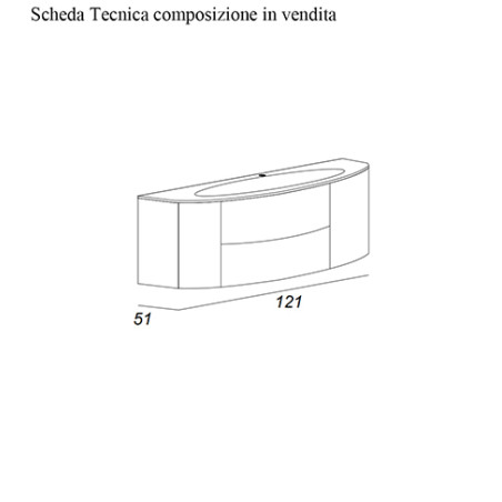 Mobile bagno sospeso Eden grigio talpa, cm 120, solo base e lavabo in vetro
