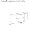Mobile bagno sospeso Eden grigio talpa, cm 120, solo base e lavabo in vetro