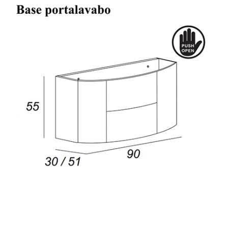 Mobile bagno sospeso Eden grigio talpa, cm 90, specchio a led e lavabo in vetro