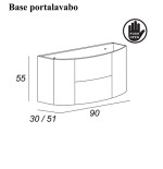 Mobile bagno sospeso Eden grigio talpa, cm 90, specchio a led e lavabo in vetro