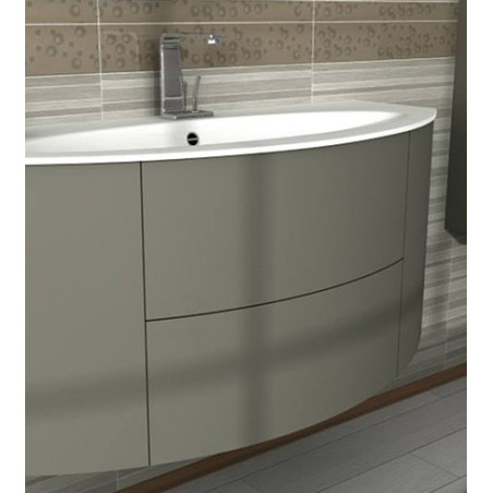 Mobile bagno sospeso Eden grigio talpa, cm 90, specchio a led e lavabo in vetro