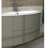 Mobile bagno sospeso Eden grigio talpa, cm 90, specchio a led e lavabo in vetro