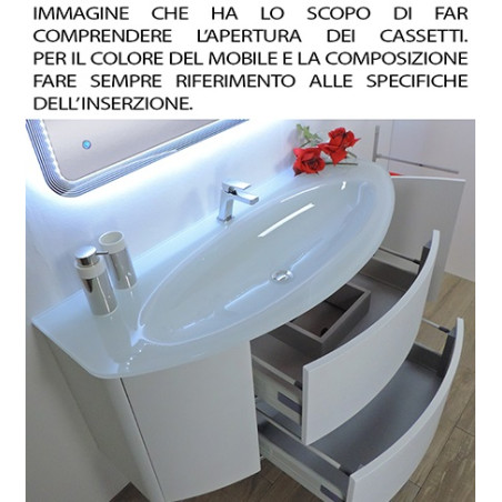 Mobile bagno sospeso Eden grigio talpa, cm 90, specchio a led e lavabo in vetro