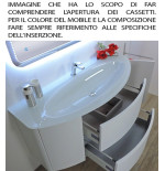 Mobile bagno sospeso Eden grigio talpa, cm 90, specchio a led e lavabo in vetro