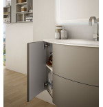Mobile bagno sospeso Eden grigio talpa, cm 90, specchio a led e lavabo in vetro
