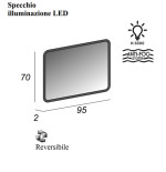 Mobile bagno sospeso Eden grigio talpa, cm 90, specchio a led e lavabo in vetro