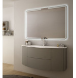 Mobile bagno sospeso Eden grigio talpa, cm 90, solo base e lavabo in vetro