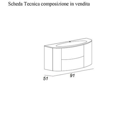 Mobile bagno sospeso Eden grigio talpa, cm 90, solo base e lavabo in vetro