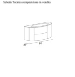 Mobile bagno sospeso Eden grigio talpa, cm 90, solo base e lavabo in vetro