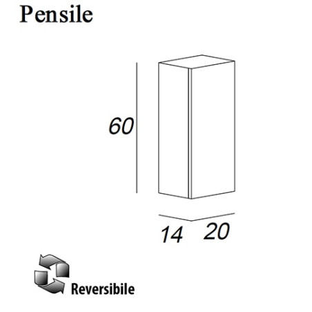 Pensile colonna 60x12x20 grigio talpa complemento d'arredo antigraffio