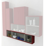Pensile colonna a giorno 20x100x12 rosso complemento d'arredo antigraffio