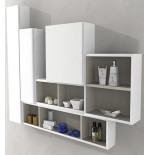 Parete attrezzata 140x100x17 bianco lucido complemento d'arredo antigraffio