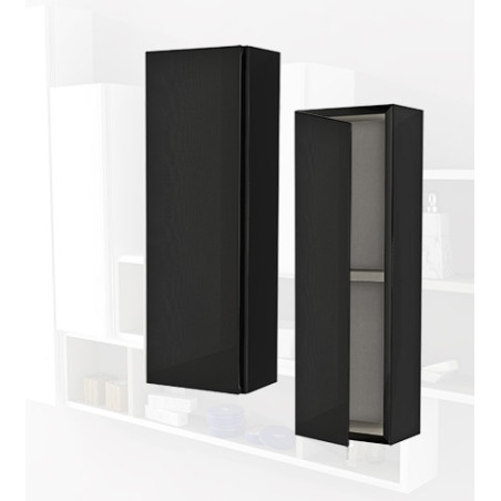 Parete attrezzata 140x100x17 nero lucido complemento d'arredo antigraffio