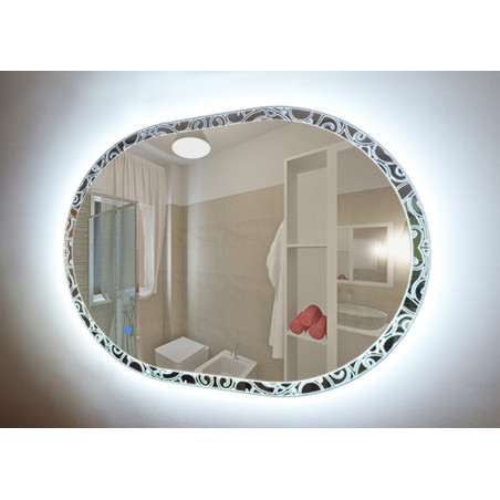 Specchio led ovale cornice illuminata 100 x 75 reversibile