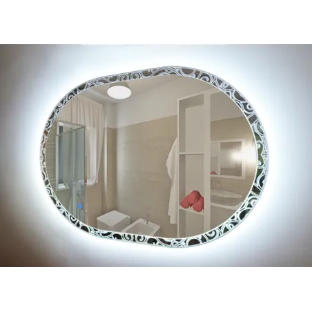 Specchio led ovale cornice illuminata 100 x 75 reversibile