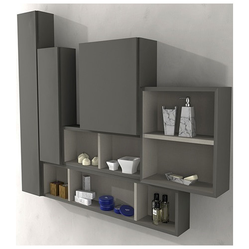 Parete attrezzata 140x100x17 grigio talpa complemento d'arredo antigraffio