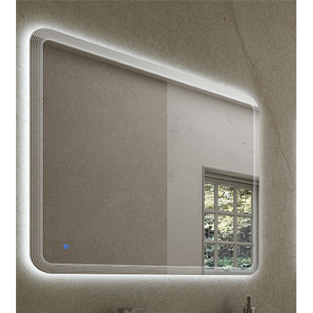 Specchiera specchio bagno filo lucido, retroilluminato a led, accensione con sensore touch, misura cm.90x100