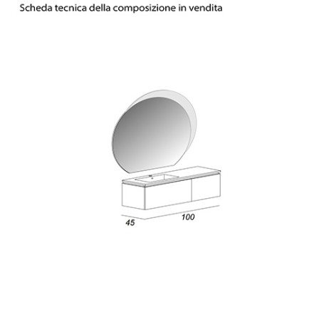 Mobile bagno sospeso Avril bianco lucido, cm 100, con lavabo e specchio led