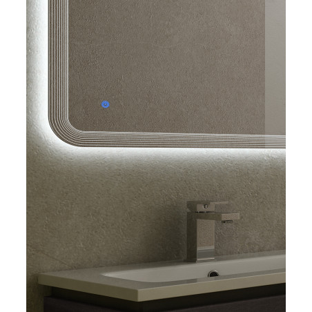 Specchiera specchio bagno filo lucido, retroilluminato a led, accensione con sensore touch, misura cm.90x100