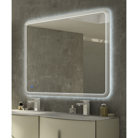 Specchiera specchio bagno filo lucido, retroilluminato a led, accensione con sensore touch, misura cm.90x100