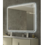 Specchiera specchio bagno filo lucido, retroilluminato a led, accensione con sensore touch, misura cm.90x100